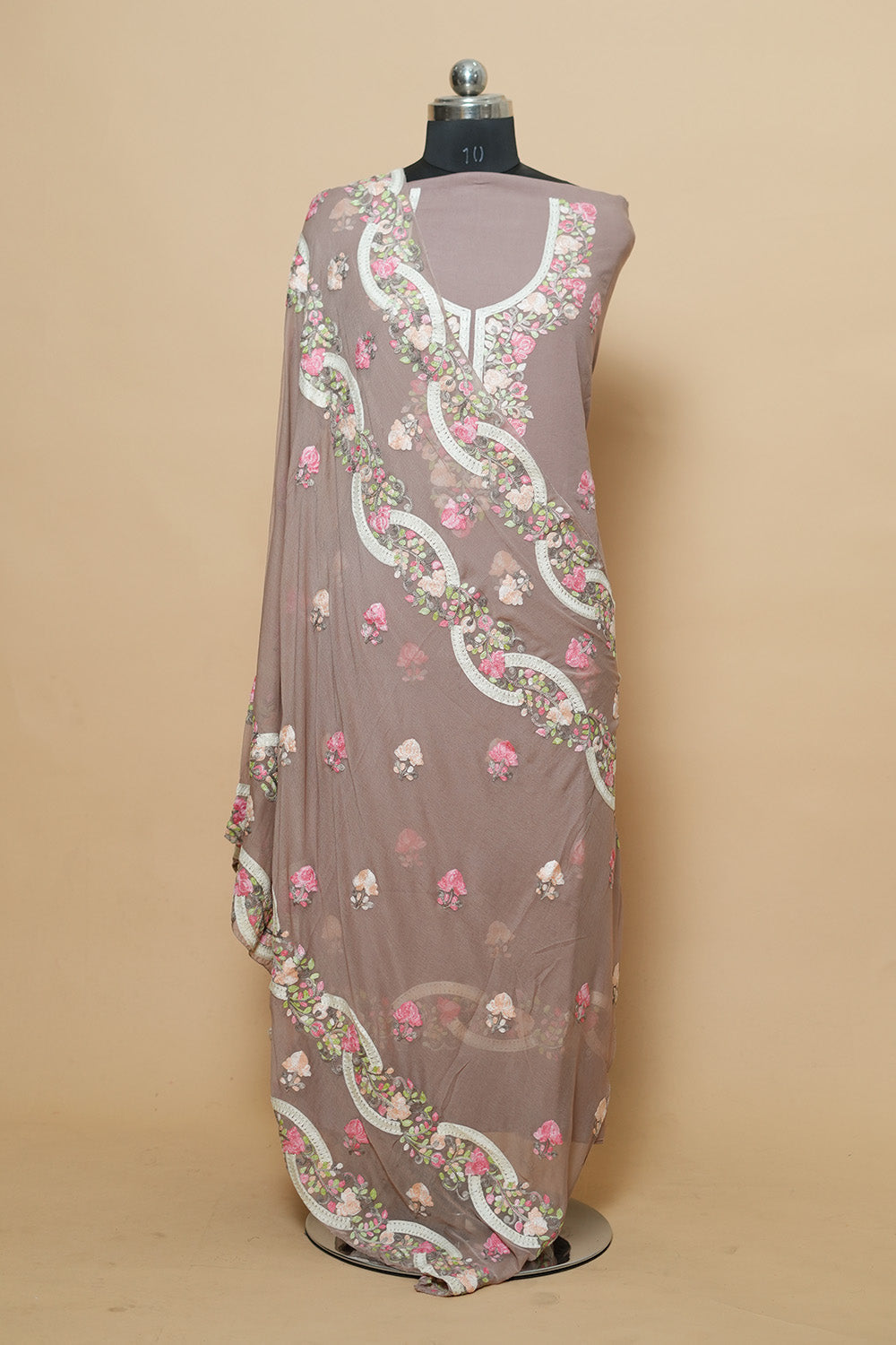 Pastel Aari Work Salwar Kameez With Chinar Heavy Jaal