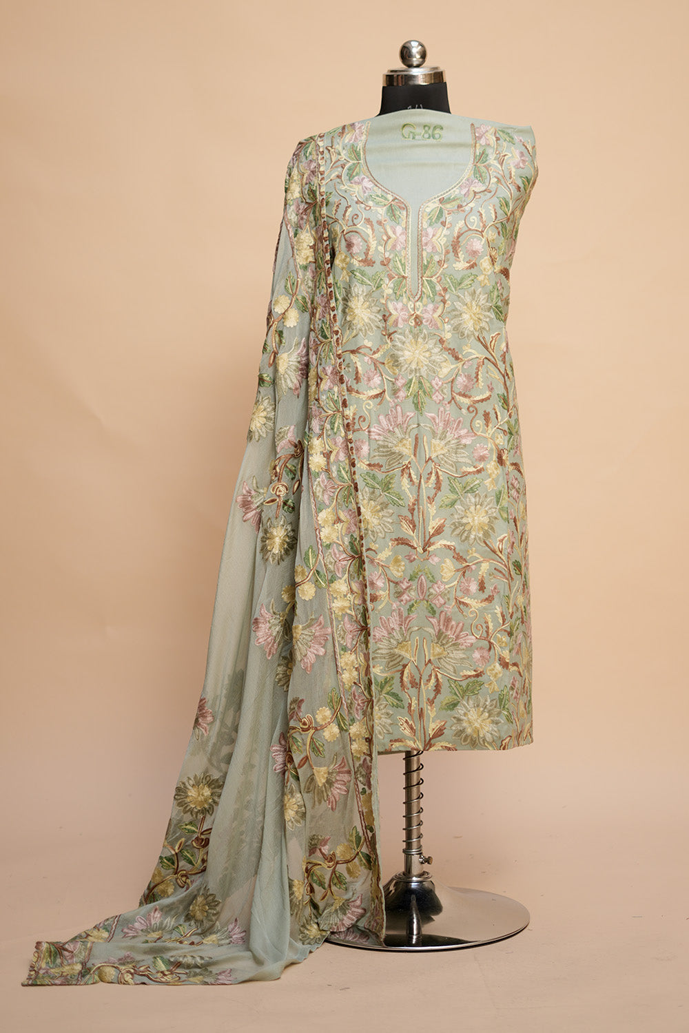 Pastel Green Colour Designer Aari Work Salwar Kameez