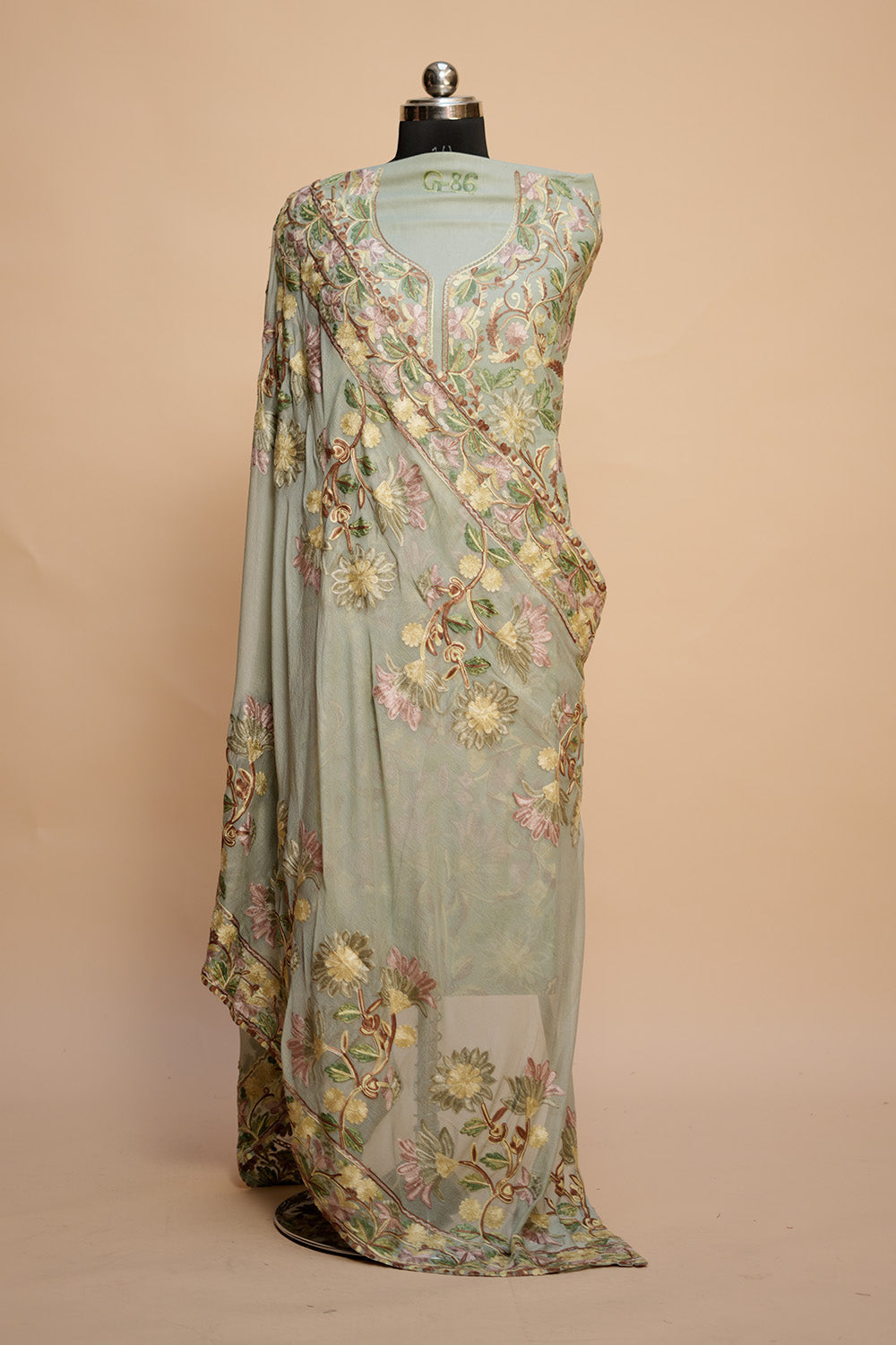 Pastel Green Colour Designer Aari Work Salwar Kameez