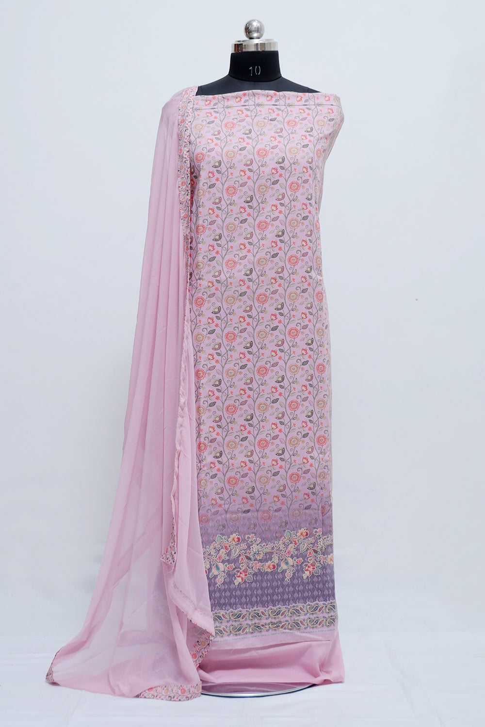 Pastel Lavender Pink Colour Beautifully Printed Suit Known