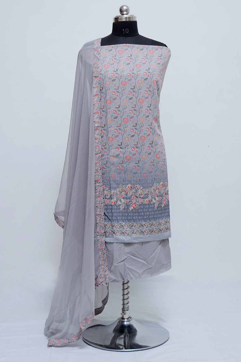 Peaceful Delicate Grey Colour Beautifully Printed Suit