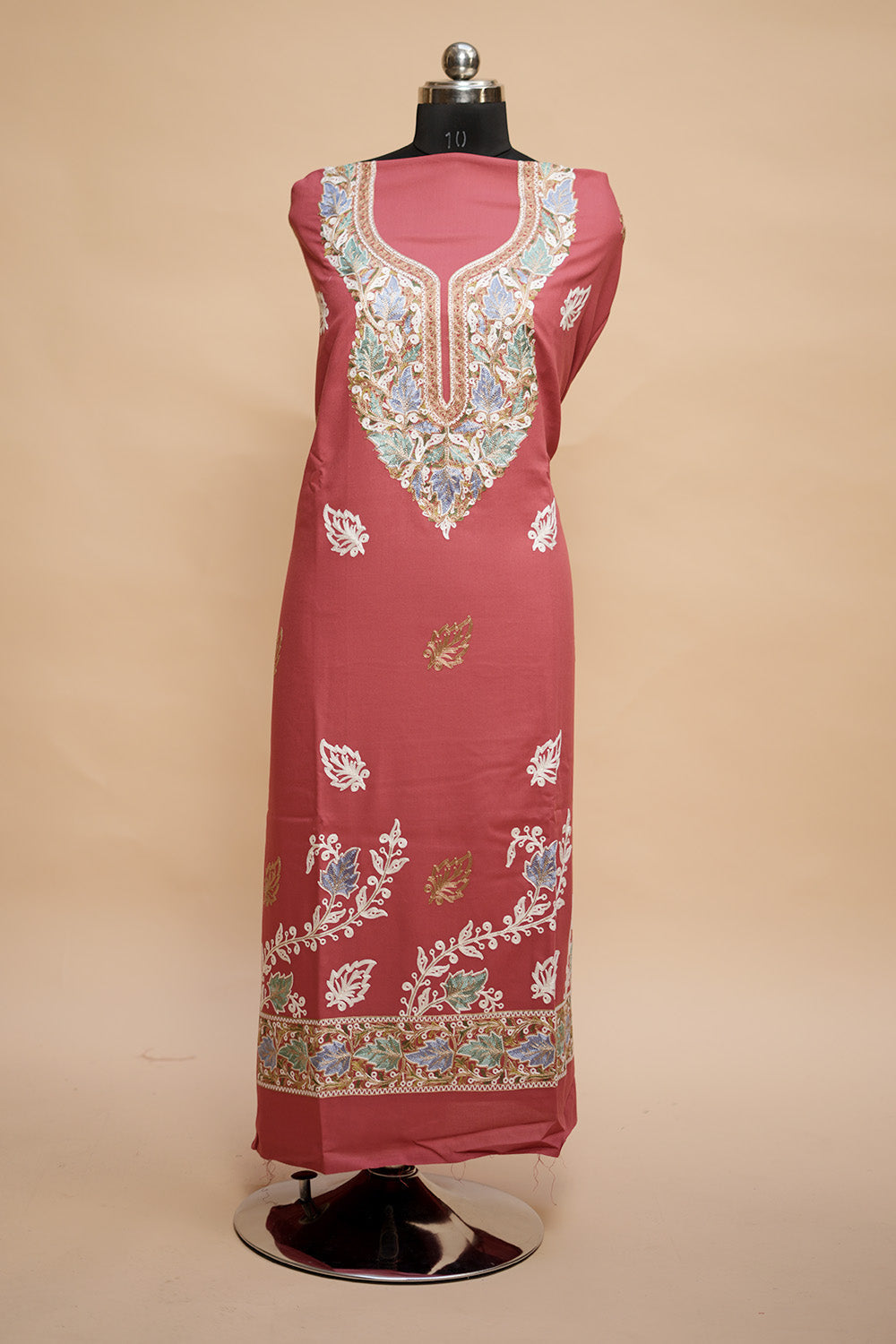 Pink Colour Designer Aari Work Salwar Kameez With Bottom