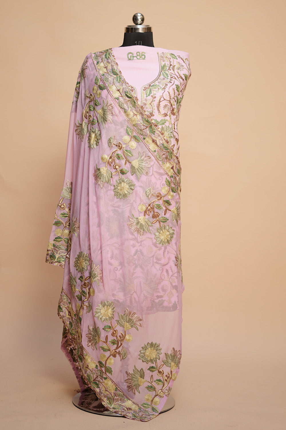 Pink Colour Designer Aari Work Salwar Kameez With Running