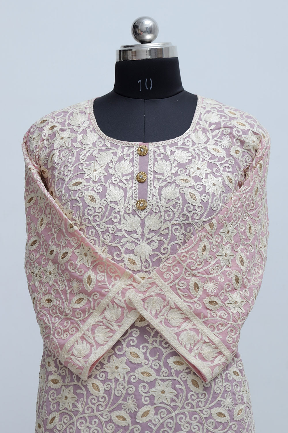 Pink Colour Georgette Semi Stitched Kashmiri Kurti