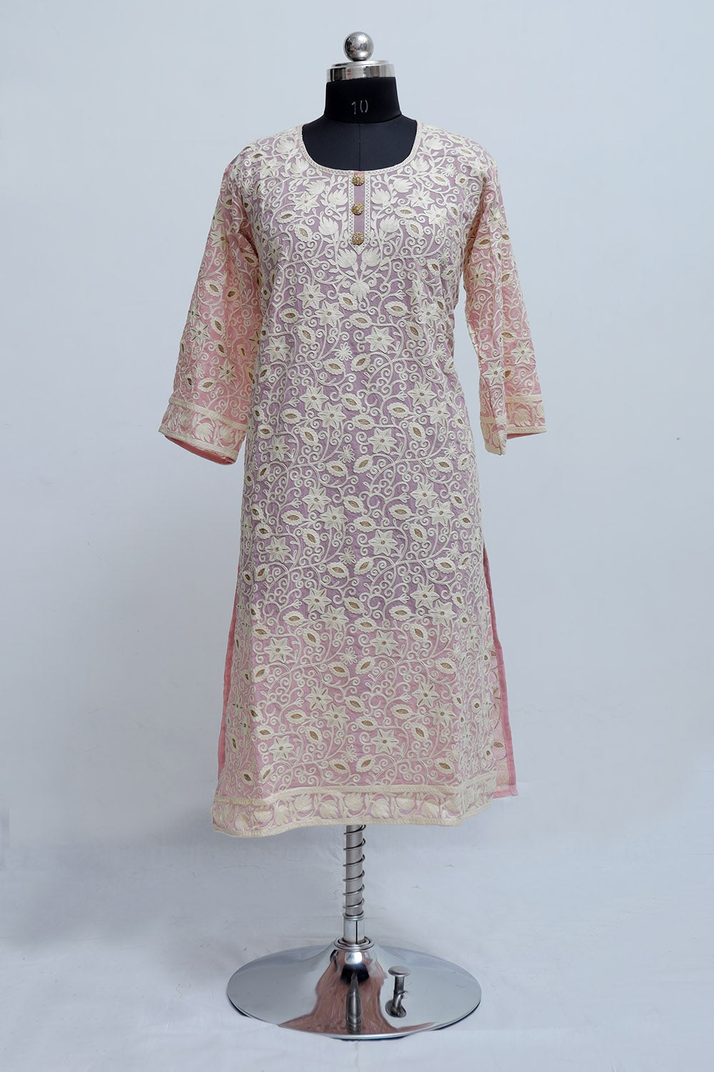 Pink Colour Georgette Semi Stitched Kashmiri Kurti