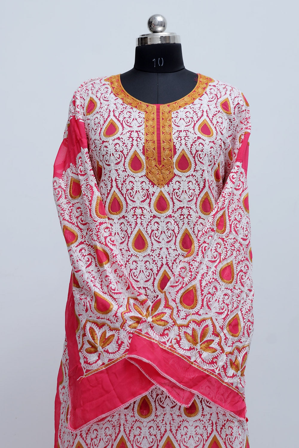 Pink Colour Georgette Semi Stitched Kashmiri Kurti