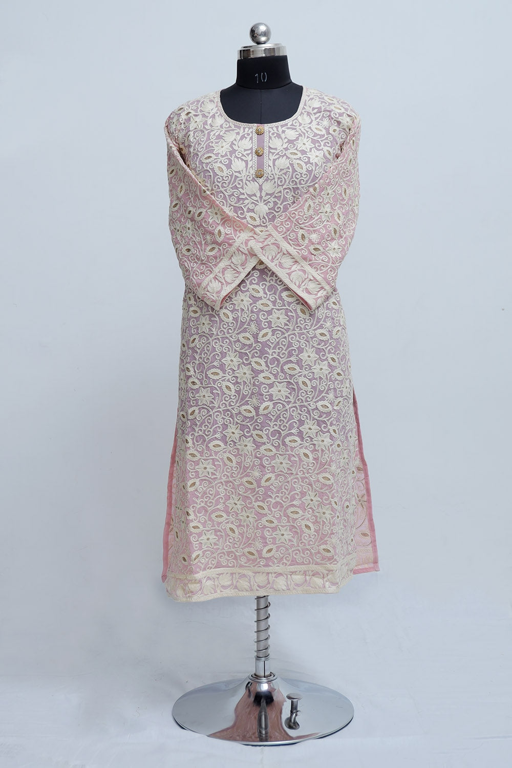 Pink Colour Georgette Semi Stitched Kashmiri Kurti