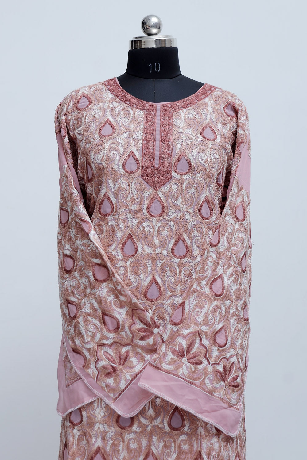 Pink Colour Georgette Semi Stitched Kashmiri Kurti