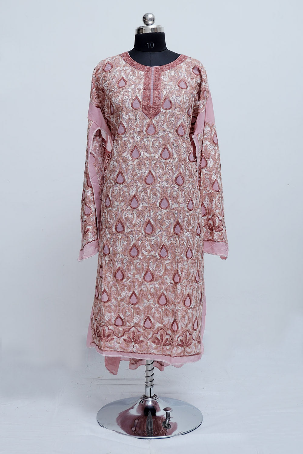 Pink Colour Georgette Semi Stitched Kashmiri Kurti