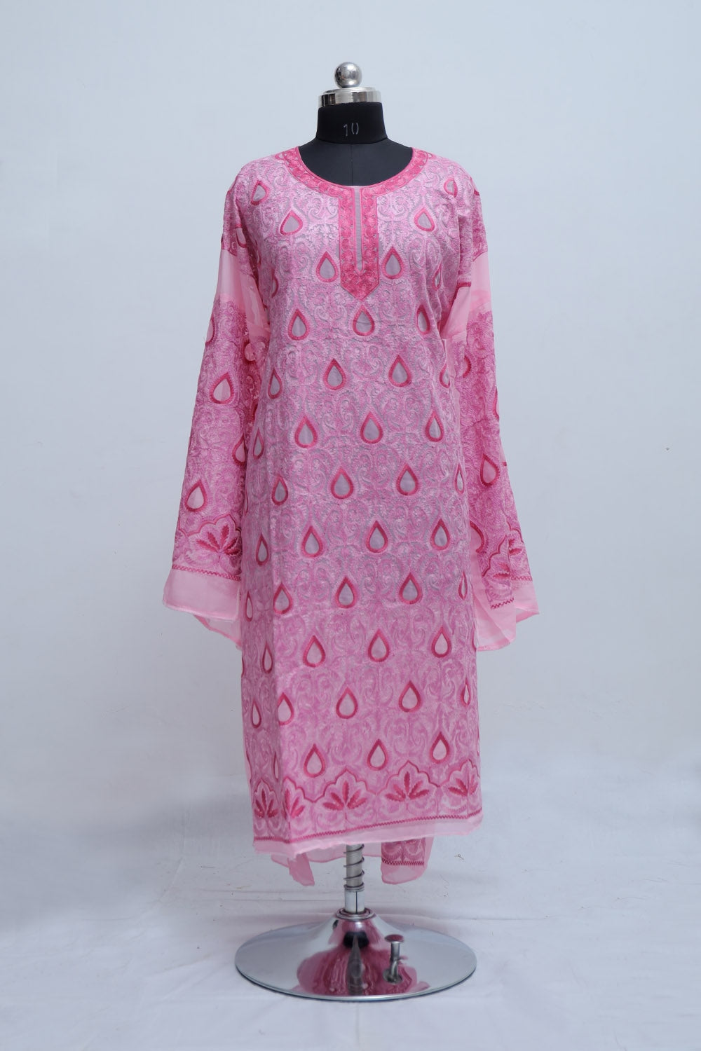 Pink Colour Georgette Semi Stitched Kashmiri Kurti