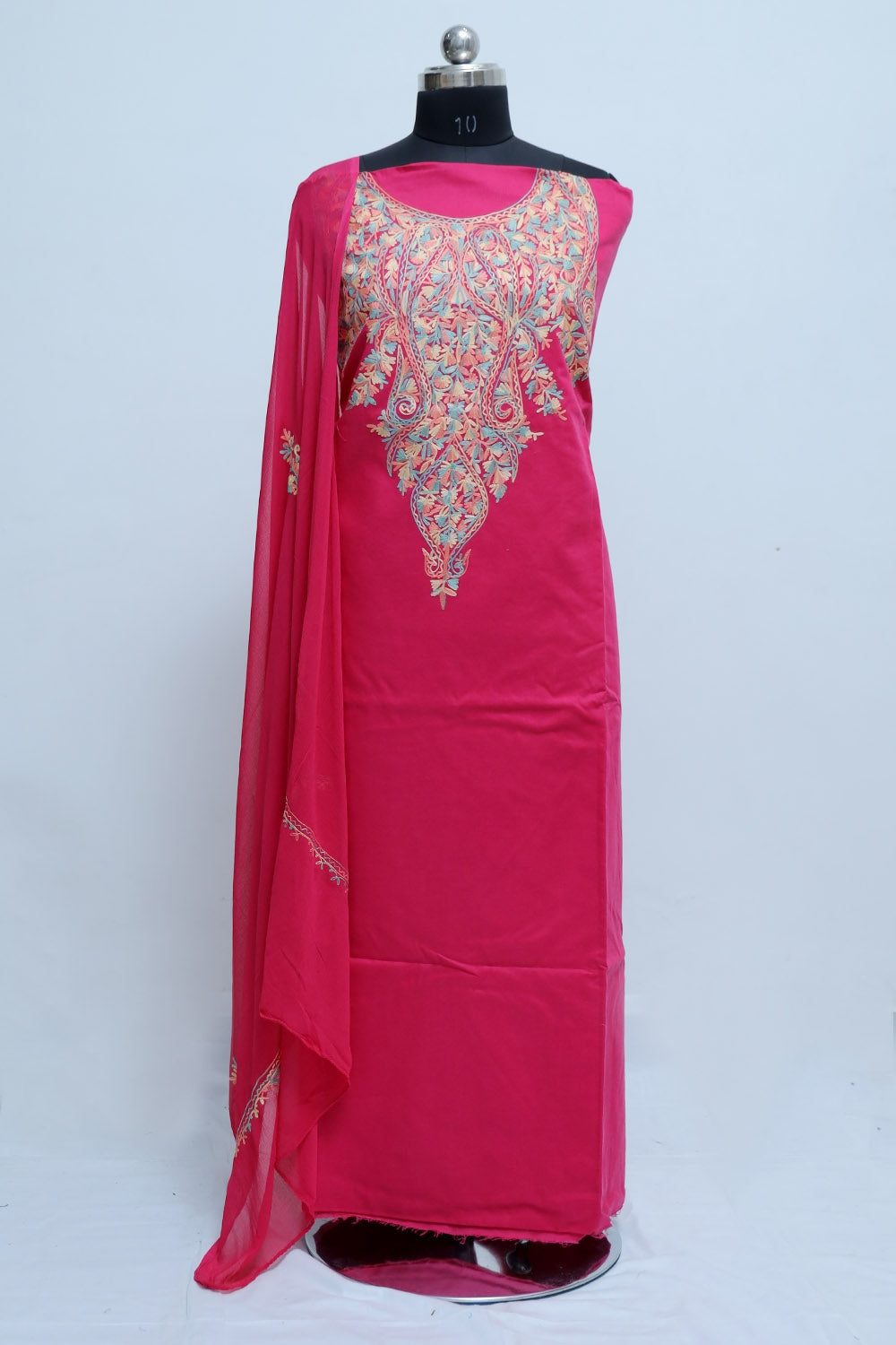 pink Colour Kashmiri Aari Work Salwar Kameez Exclusive Neck