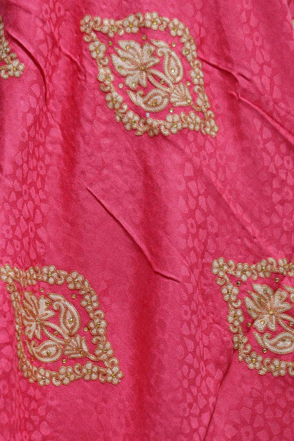 Pink Colour Stole Enriched With Aari Embroidery And A Touch