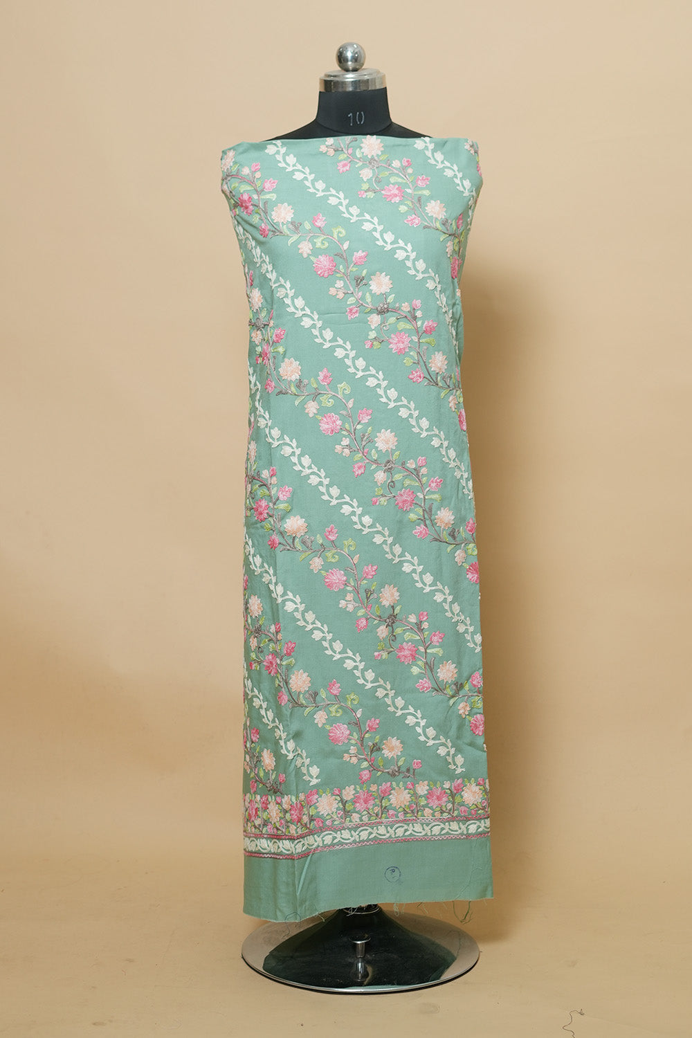 Pista Green Aari Work Salwar Kameez With Chinar Heavy Jaal