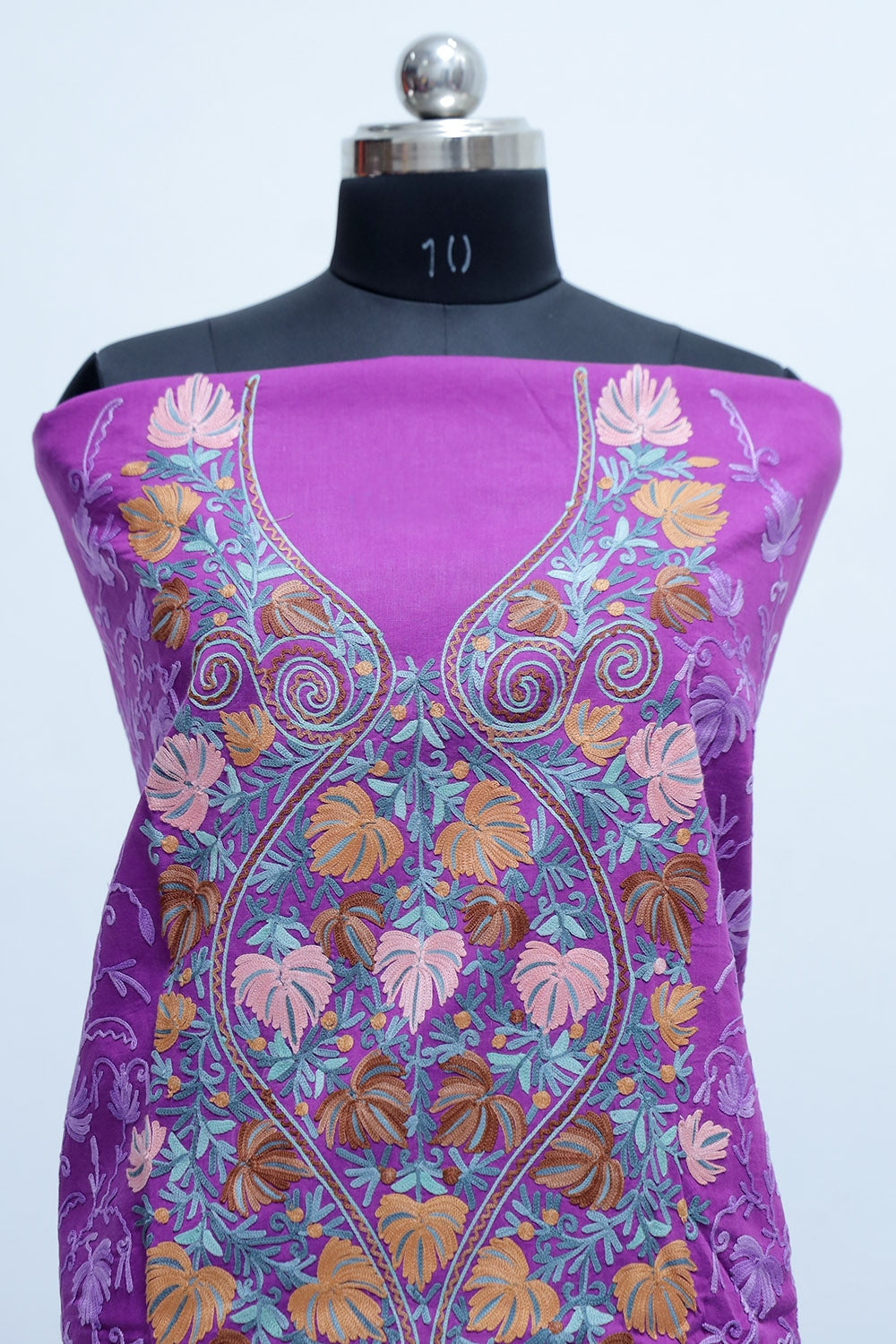 Purple Colour Designer With Beautiful Kashmiri Embroidery