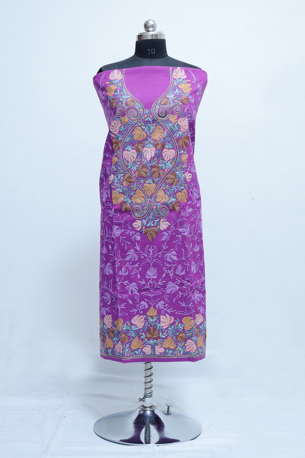 Purple Colour Designer With Beautiful Kashmiri Embroidery