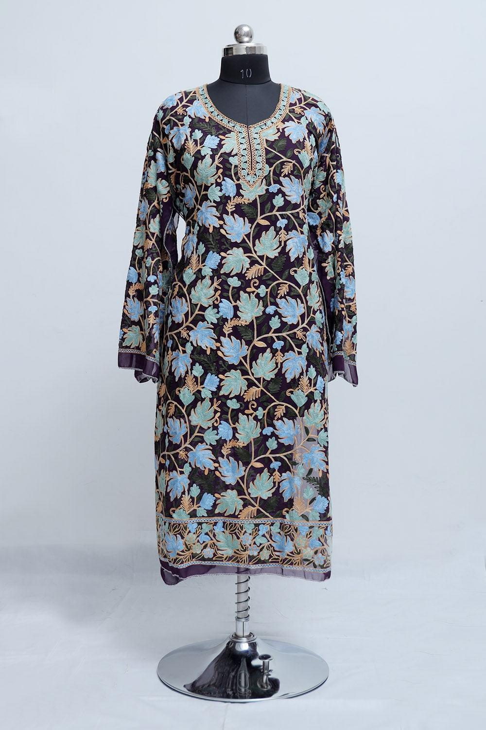 Purple Colour Georgette Semi Stitched Kashmiri Kurti