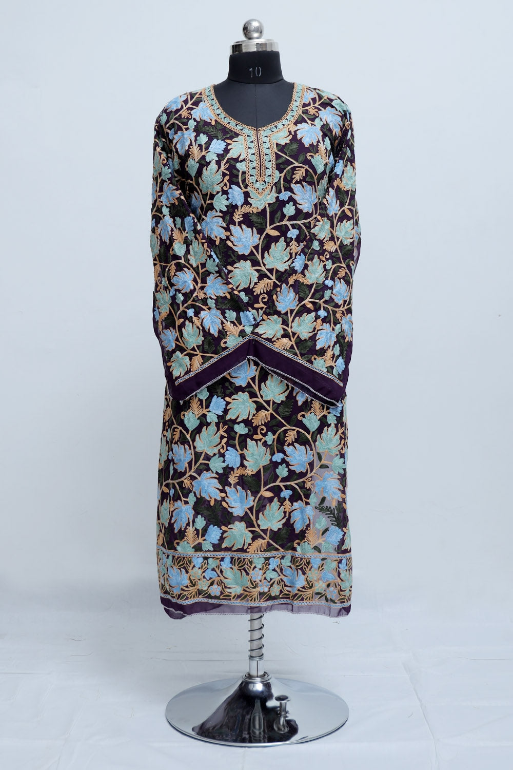 Purple Colour Georgette Semi Stitched Kashmiri Kurti