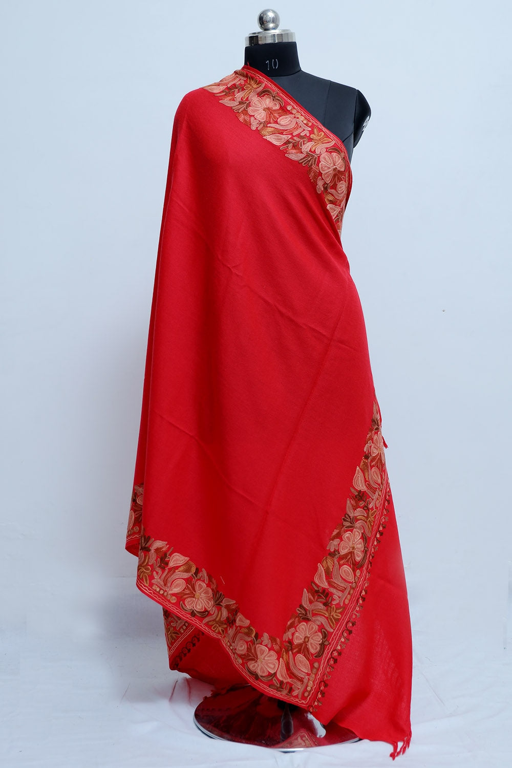 Ravishing Red Colour Base With Four Sided Running Border