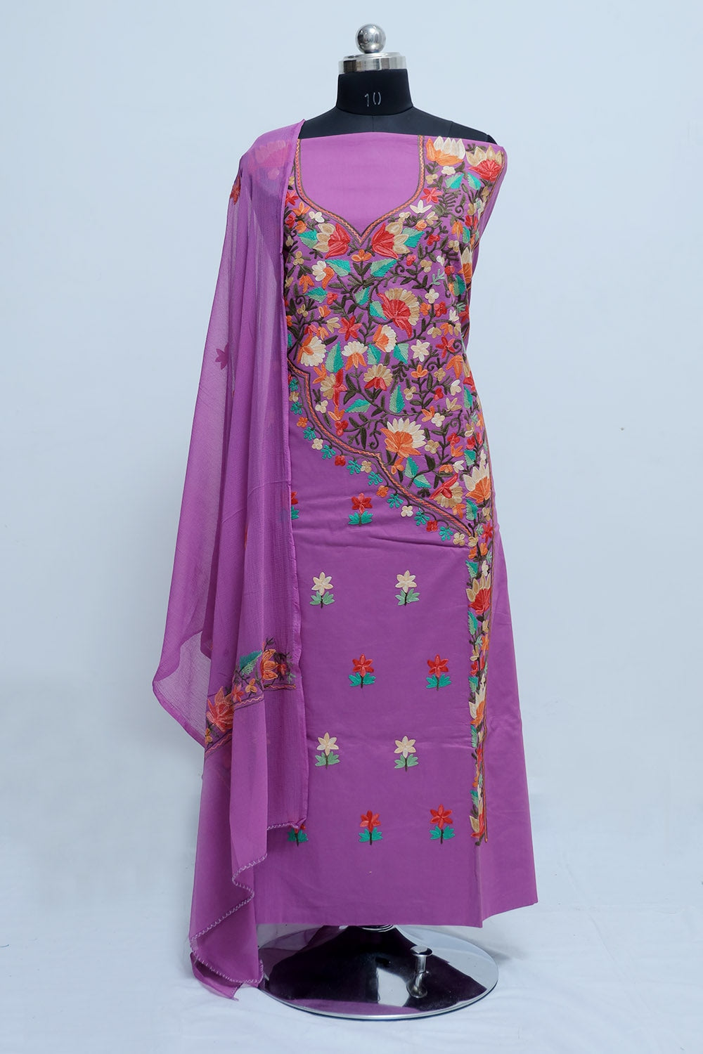 Ravishing Purple Colour Kashmiri Aari Work Salwar Kameez