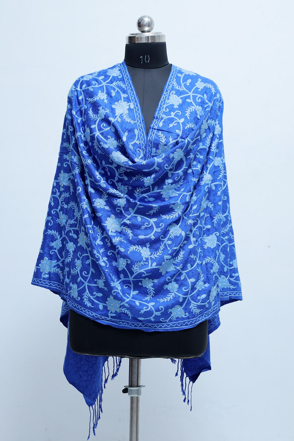 Royal Blue colour Wrap With All Over jaal And Touch