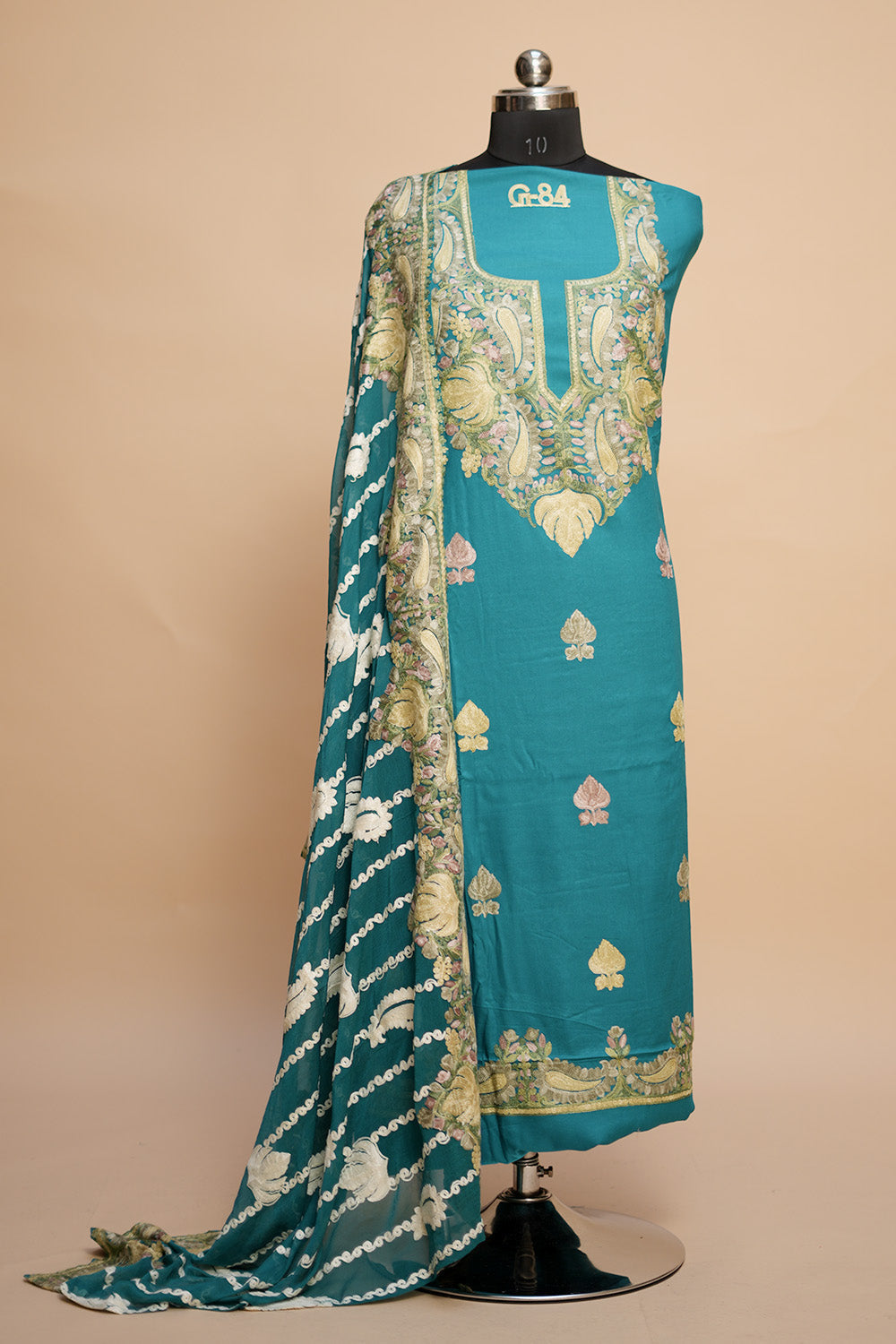 Sea Green Colour Designer Aari Work Salwar Kameez