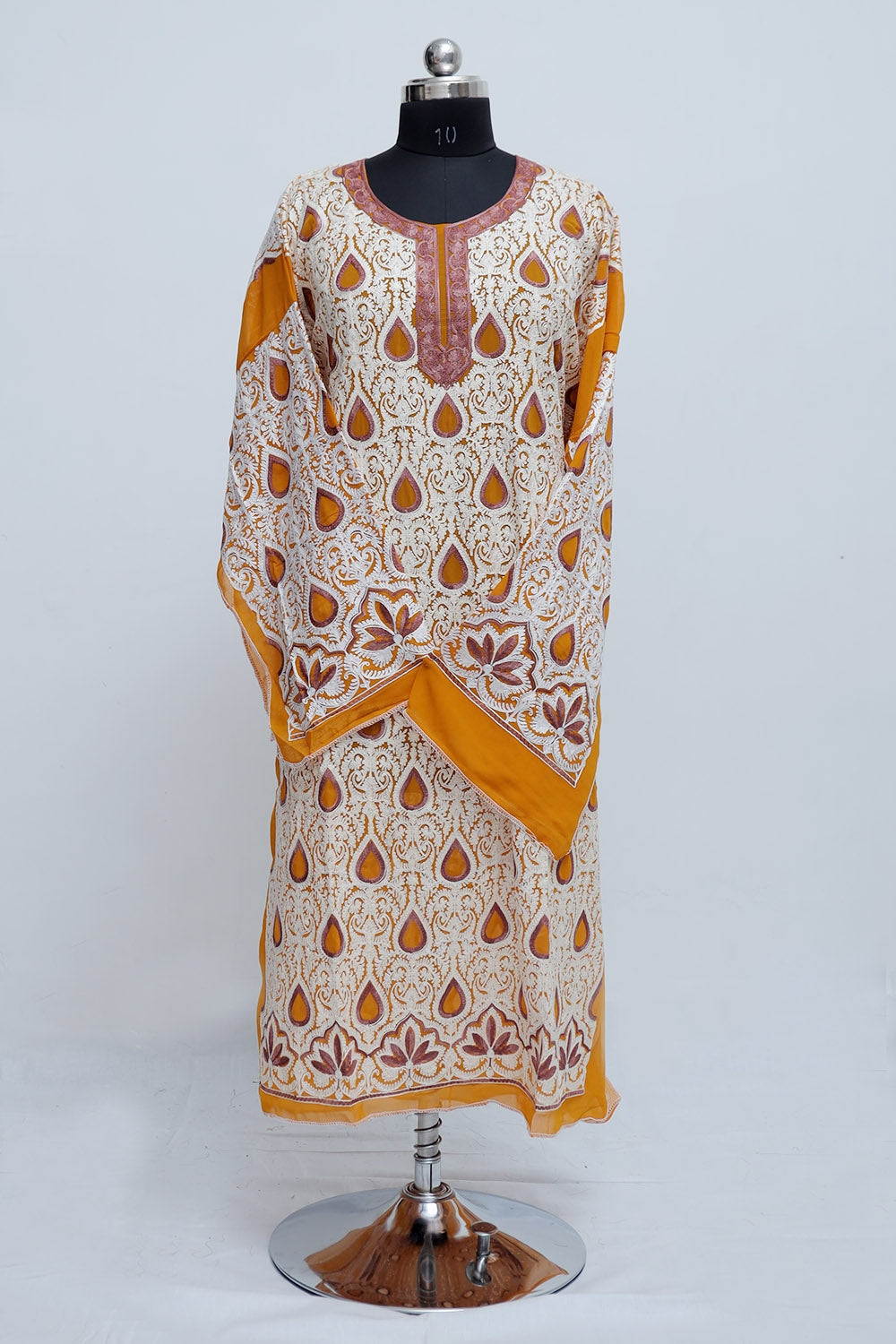 Turmeric Yellow Colour Georgette Semi Stitched Kashmiri