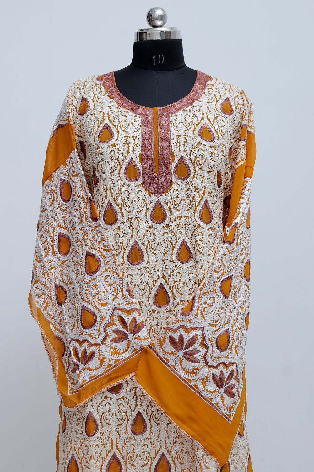 Turmeric Yellow Colour Georgette Semi Stitched Kashmiri