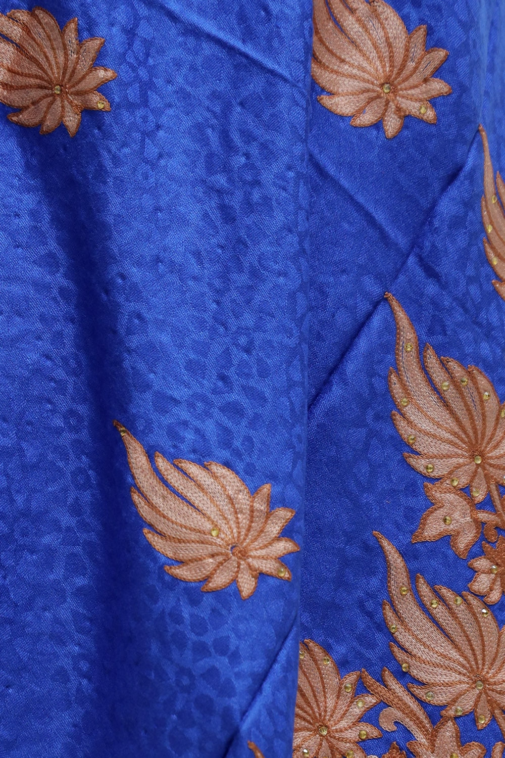 Turquoise Colour Stole Enriched With Aari Embroidery