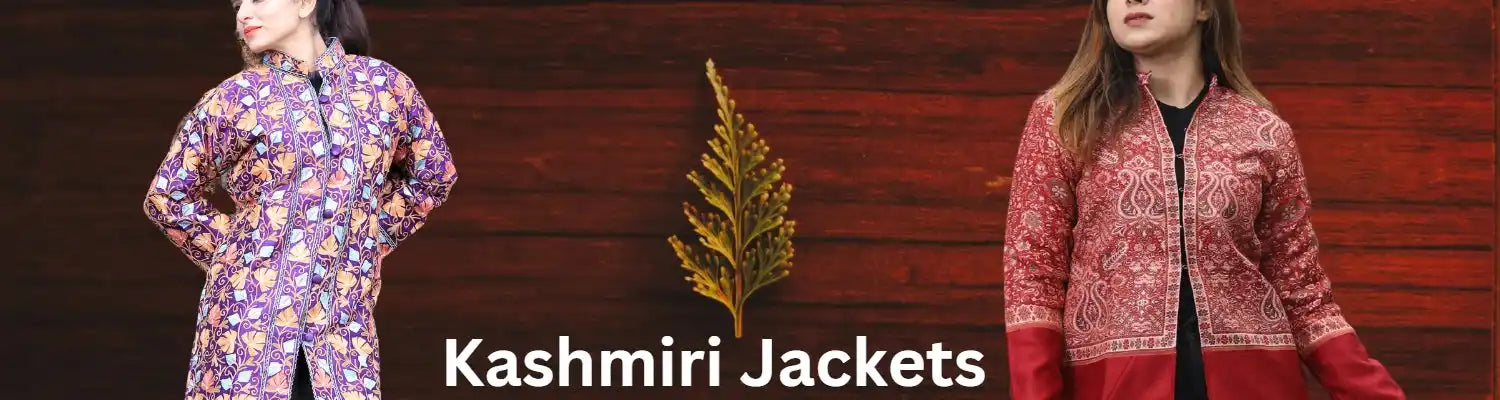 Two women modeling Kashmiri jackets.