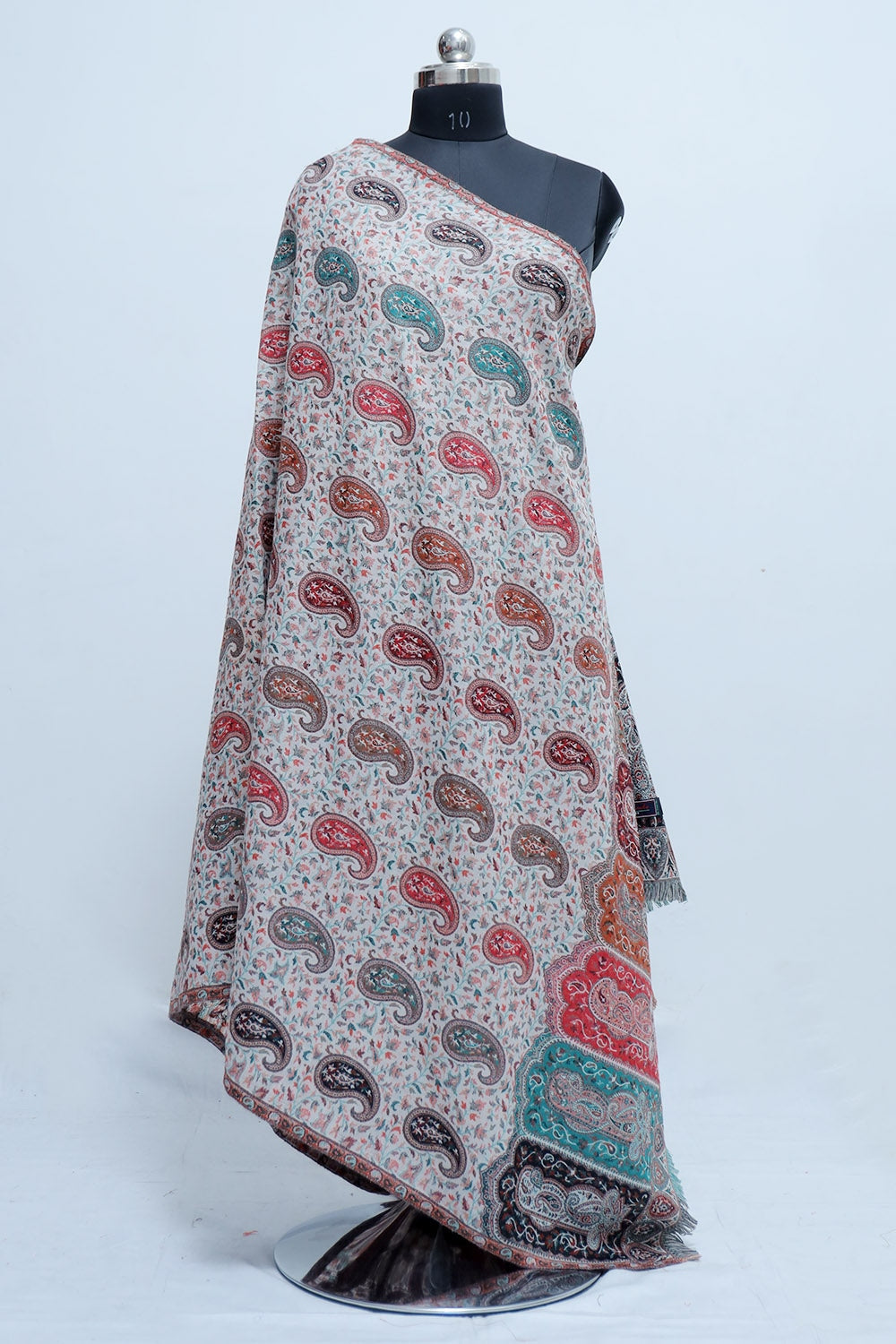 White Colour Shawl With Wonderful Kani Jaal.