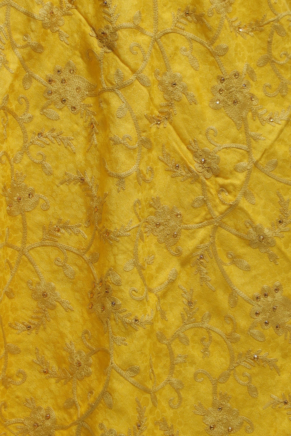 Yellow Colour Aari Work Embroidered Stole Embellished