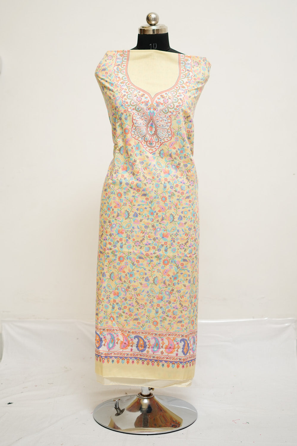 Yellow Colour Cotton Pakistani Style Printed Unstitched