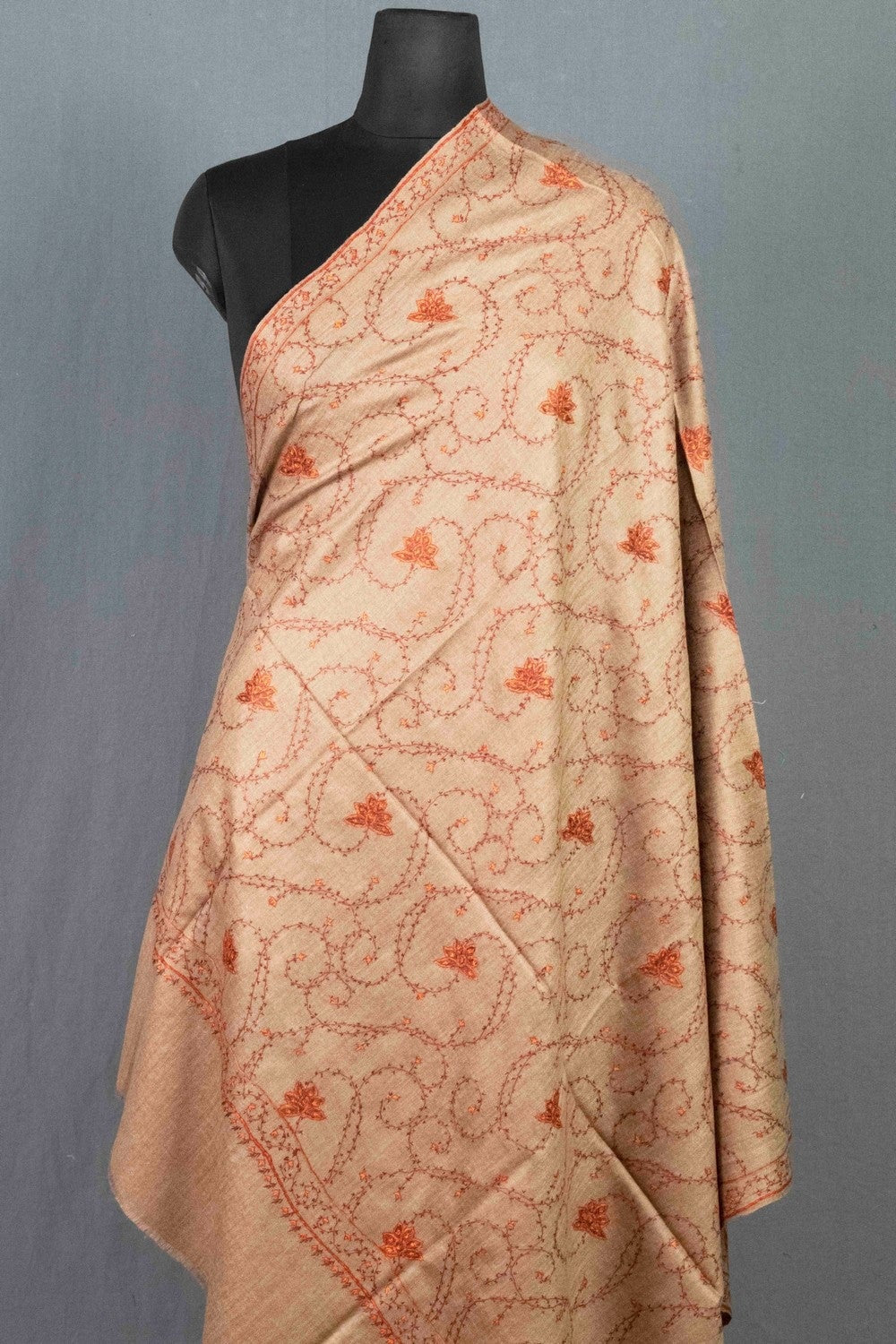 Accrue Beige Colour Sozni Shawl Emblished With Designer