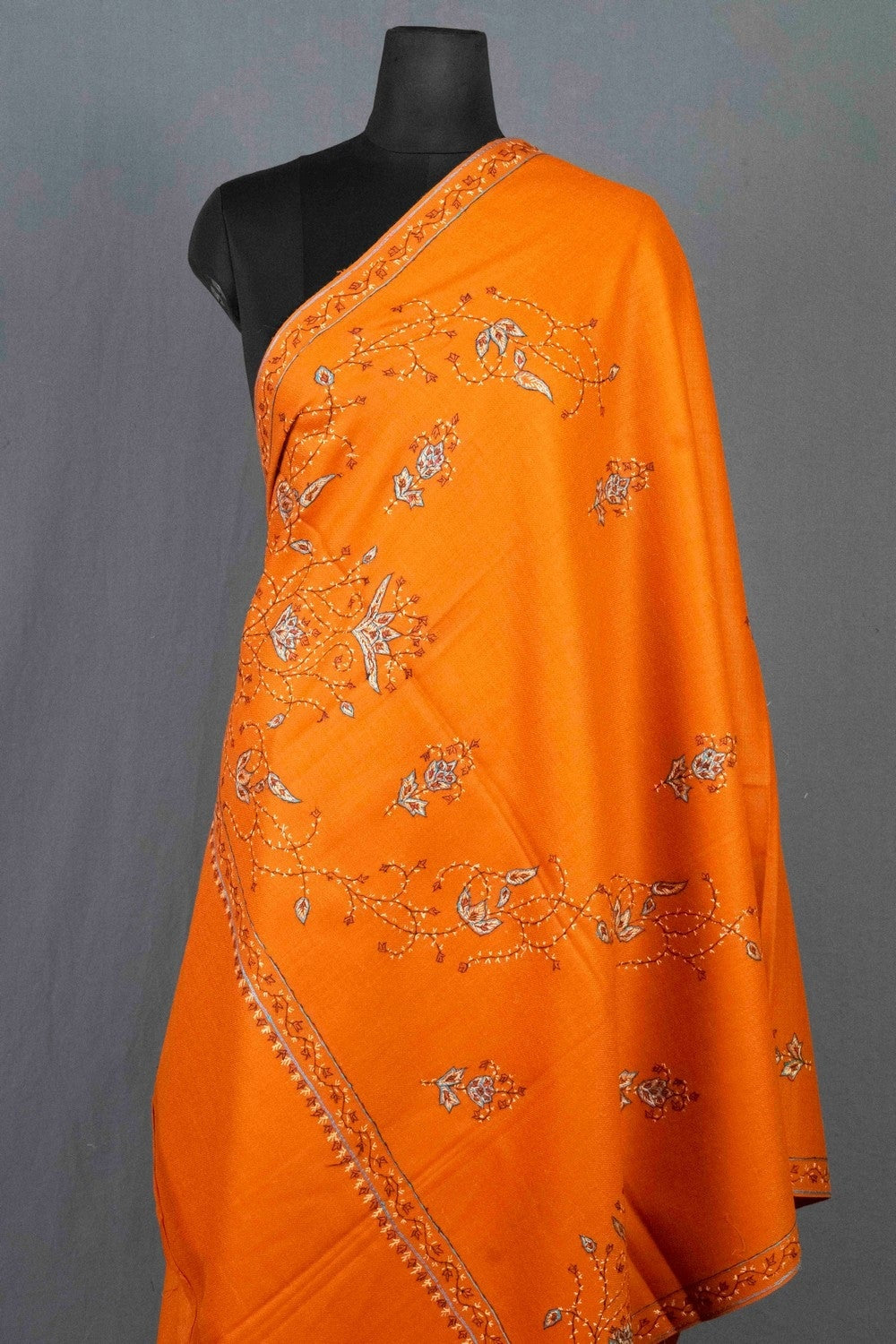 Alluring Kashmiri Mustard Colour Sozni Shawl Emblished