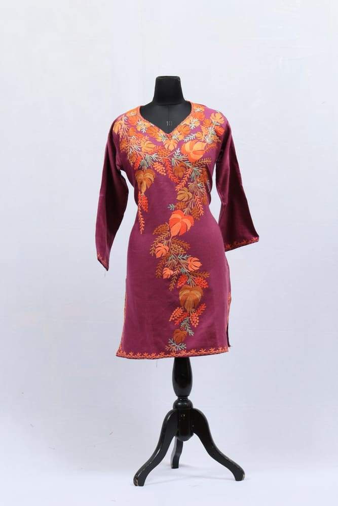 ALLURING MAUVE COLOUR AARI WORK EMBROIDERED KURTI WITH NEW