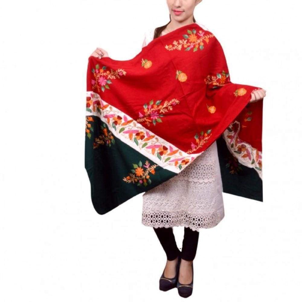 Amazing Red And Green New Look With High Quality Pashmina