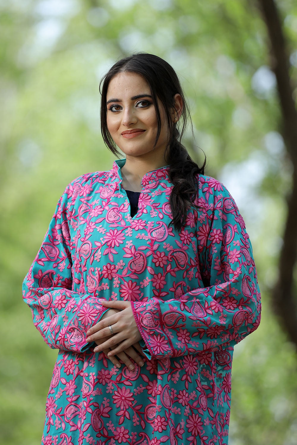 Amazing Sea Green colour georgette Kashmiri Kurti