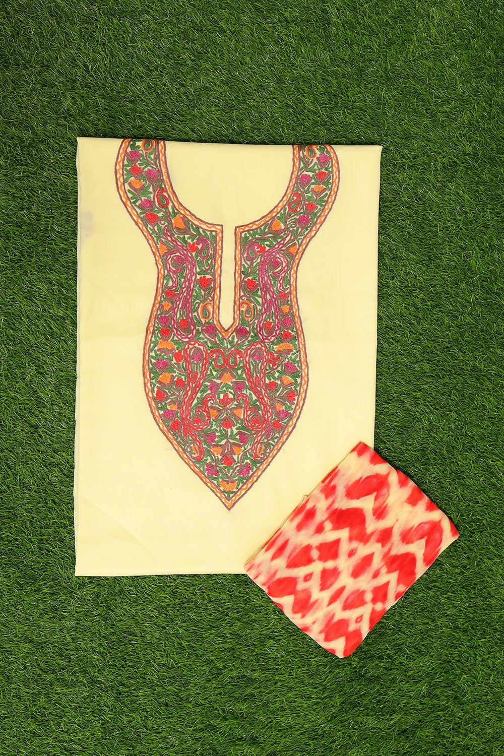 Amazing Raw Yellow Colour Cotton Suit With Beautiful