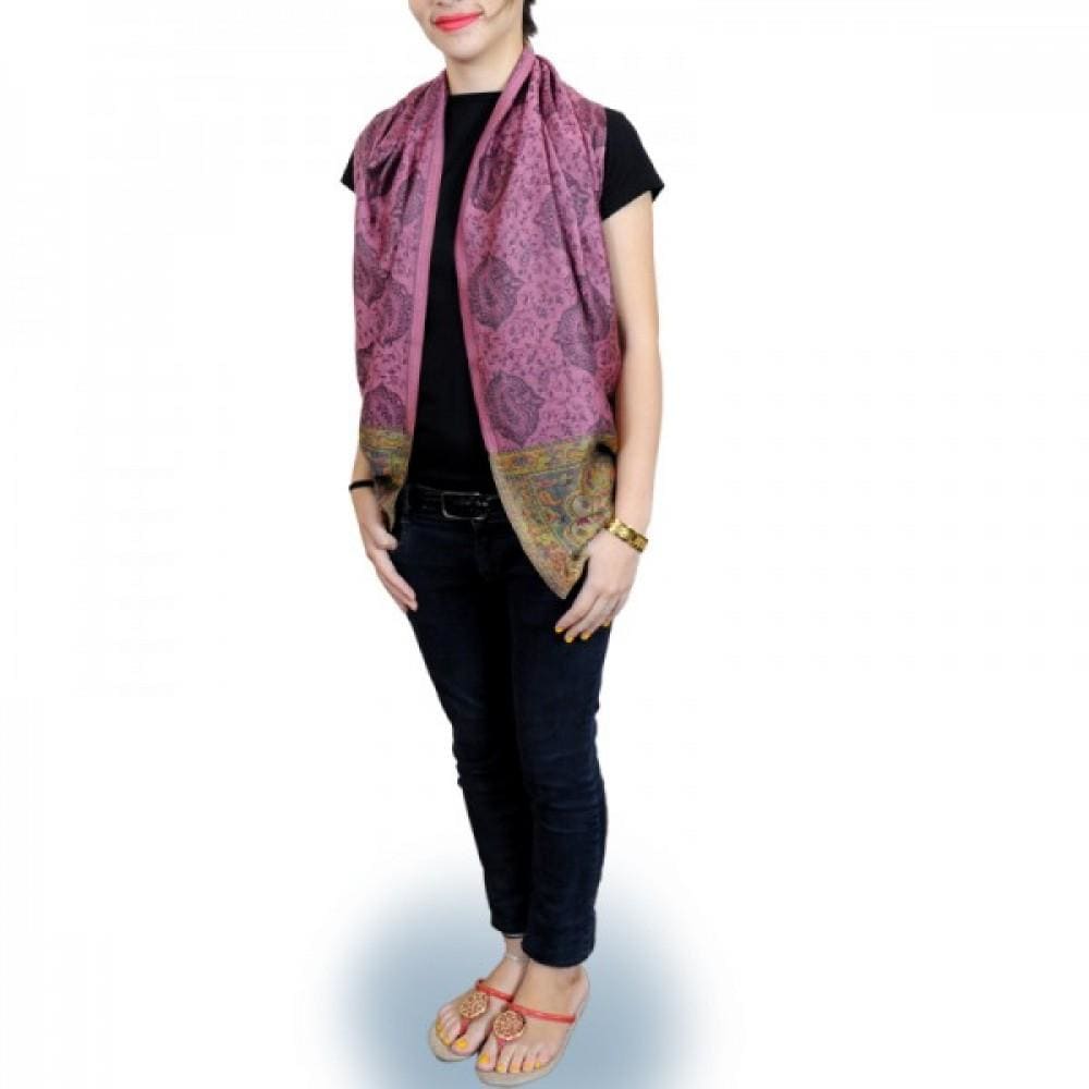 So Attractive Lilac Purple Base Designer Silky Wrap