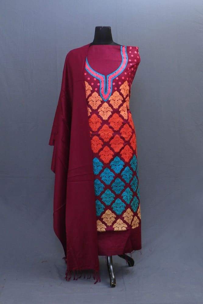 With The Base Of Maroon Colour These Allover Multicolour
