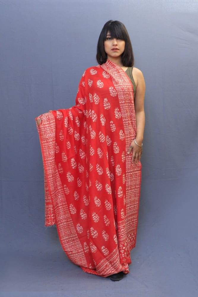 On The Base Of Red Colour With Fawn Kani Border And AllOver