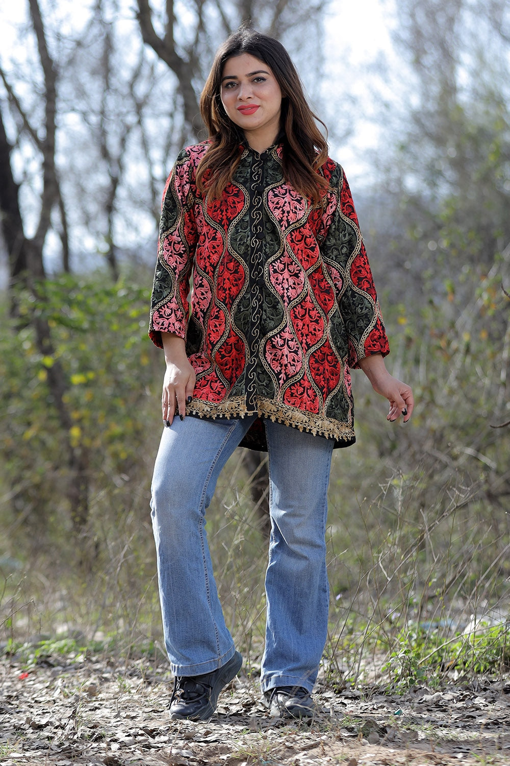Beautiful Black Multicolour Aari Work Embroidered Jacket