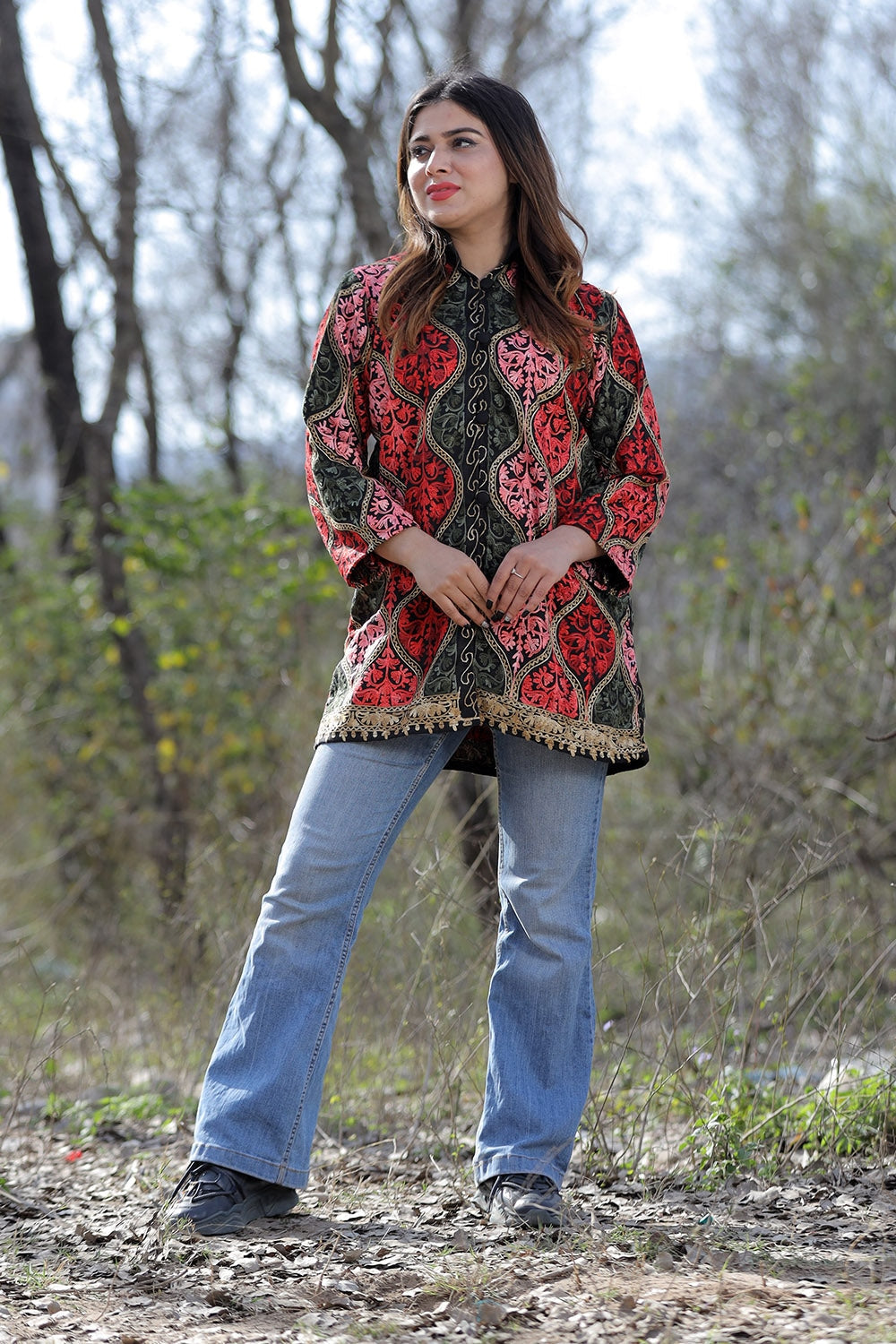 Beautiful Black Multicolour Aari Work Embroidered Jacket