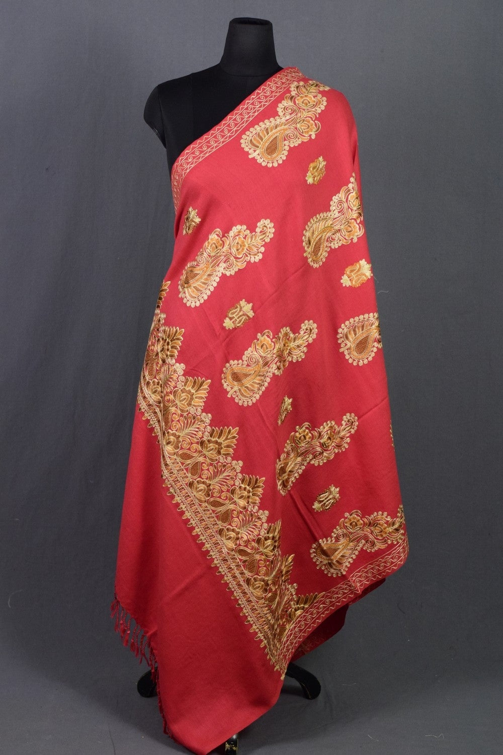 Beautiful Bright Pink Colour Kashmiri shawl Four Sided
