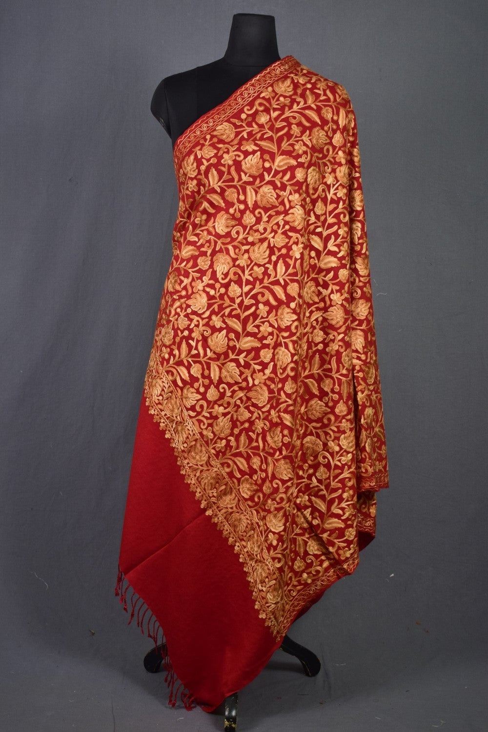 Beautiful Maroon Florel Chinar Embroidered Kashmiri Aari