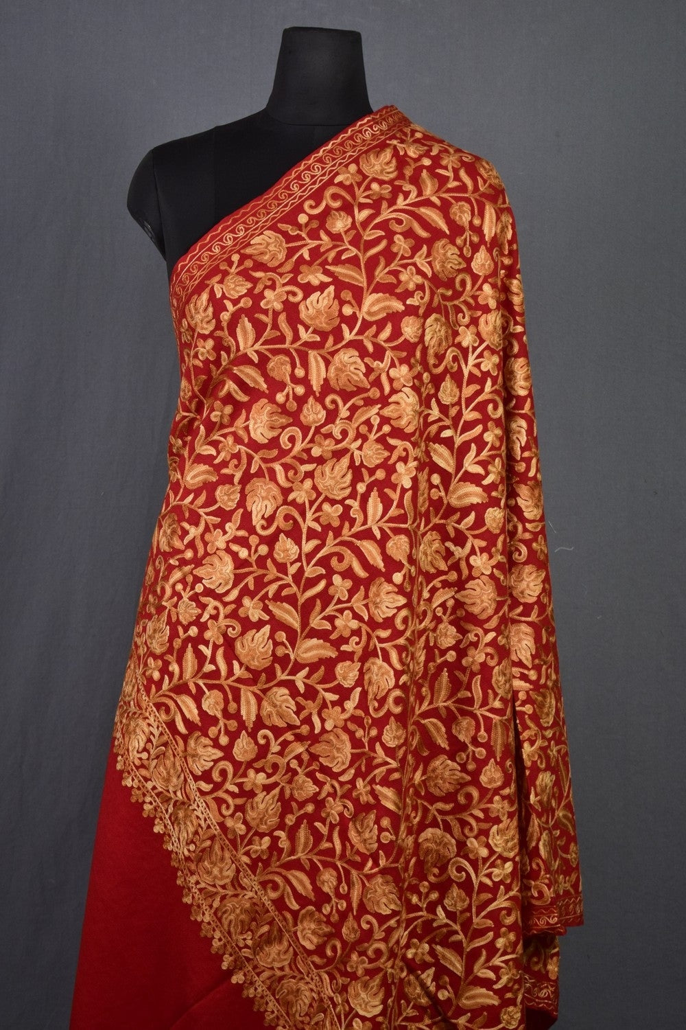 Beautiful Maroon Florel Chinar Embroidered Kashmiri Aari