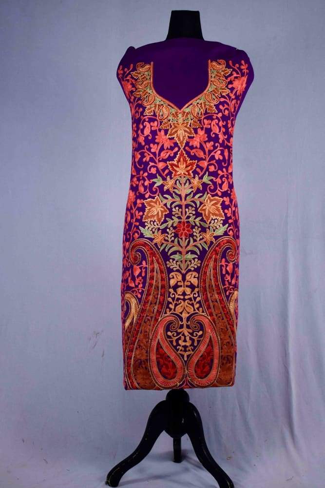 Beautiful Purple Color Kashmiri Aari Work Embroidered Suits