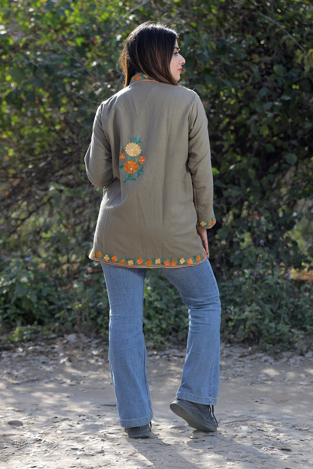 Beige Color Aari Work Embroidered Jacket With Beautiful