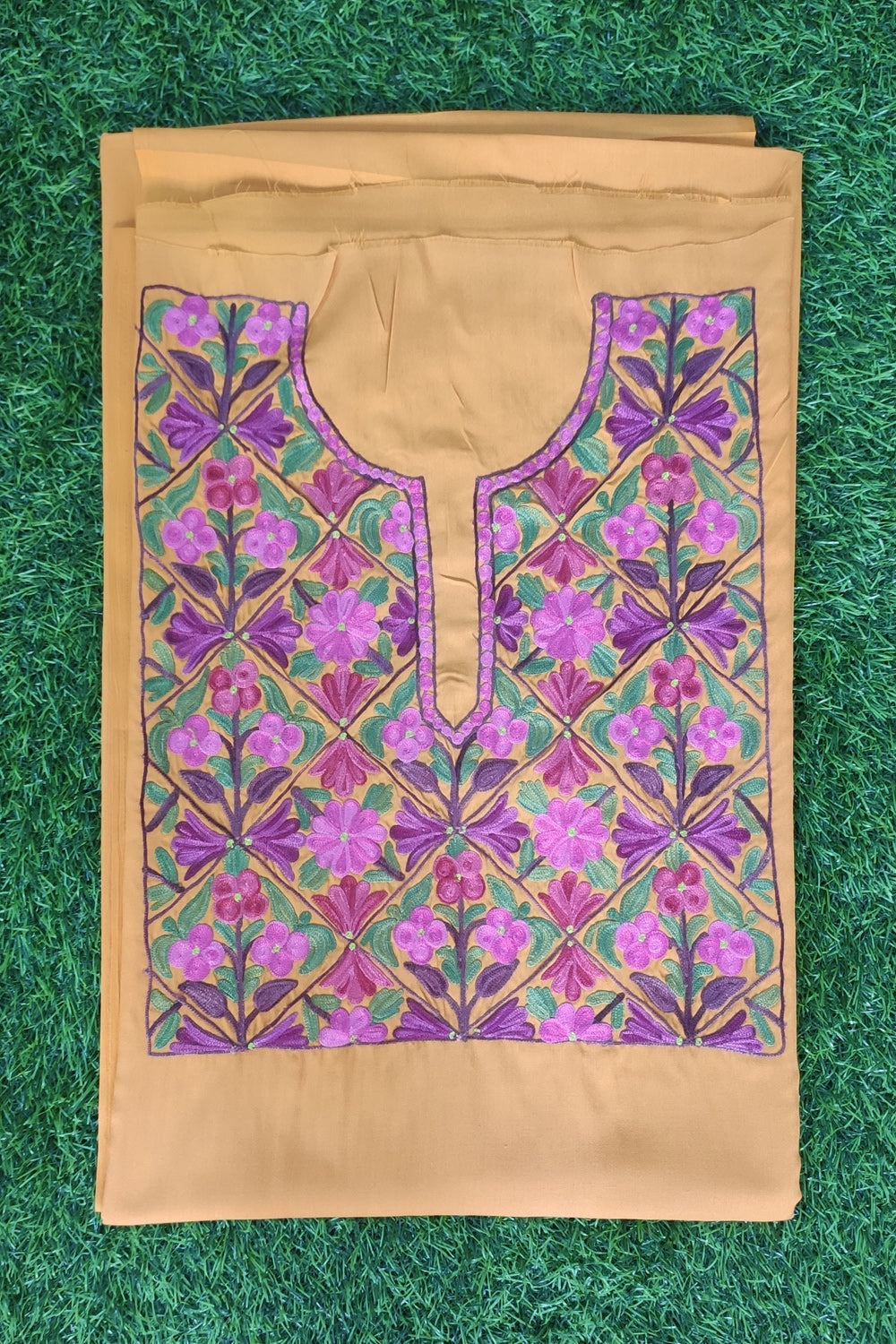 Beige Color Hand Aari Work Embroidered Salwar Kameez