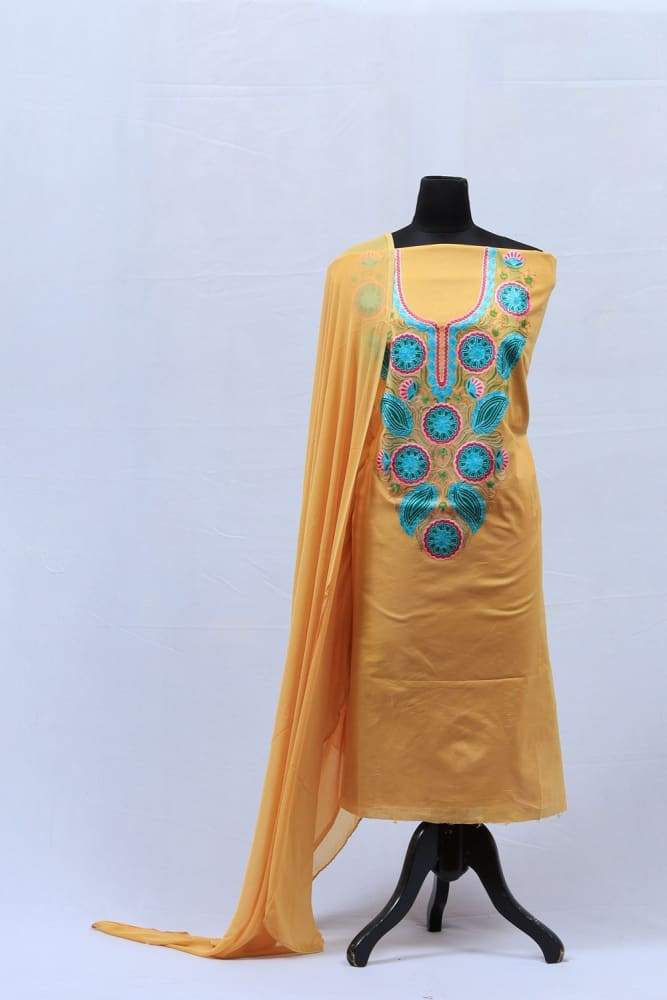 Beige Colour Aari Work Embroidered Salwar Kameez